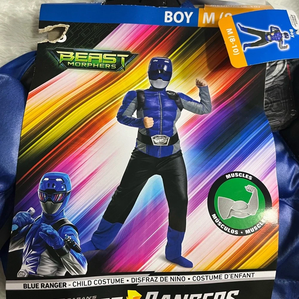 Power Rangers Beast Morphers Blue Power Ranger Halloween Costume Size M 8-10